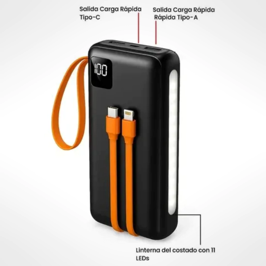 Cargador Portátil HYTOSHY 20000mAh Power Bank Alta Capacidad Luz LED