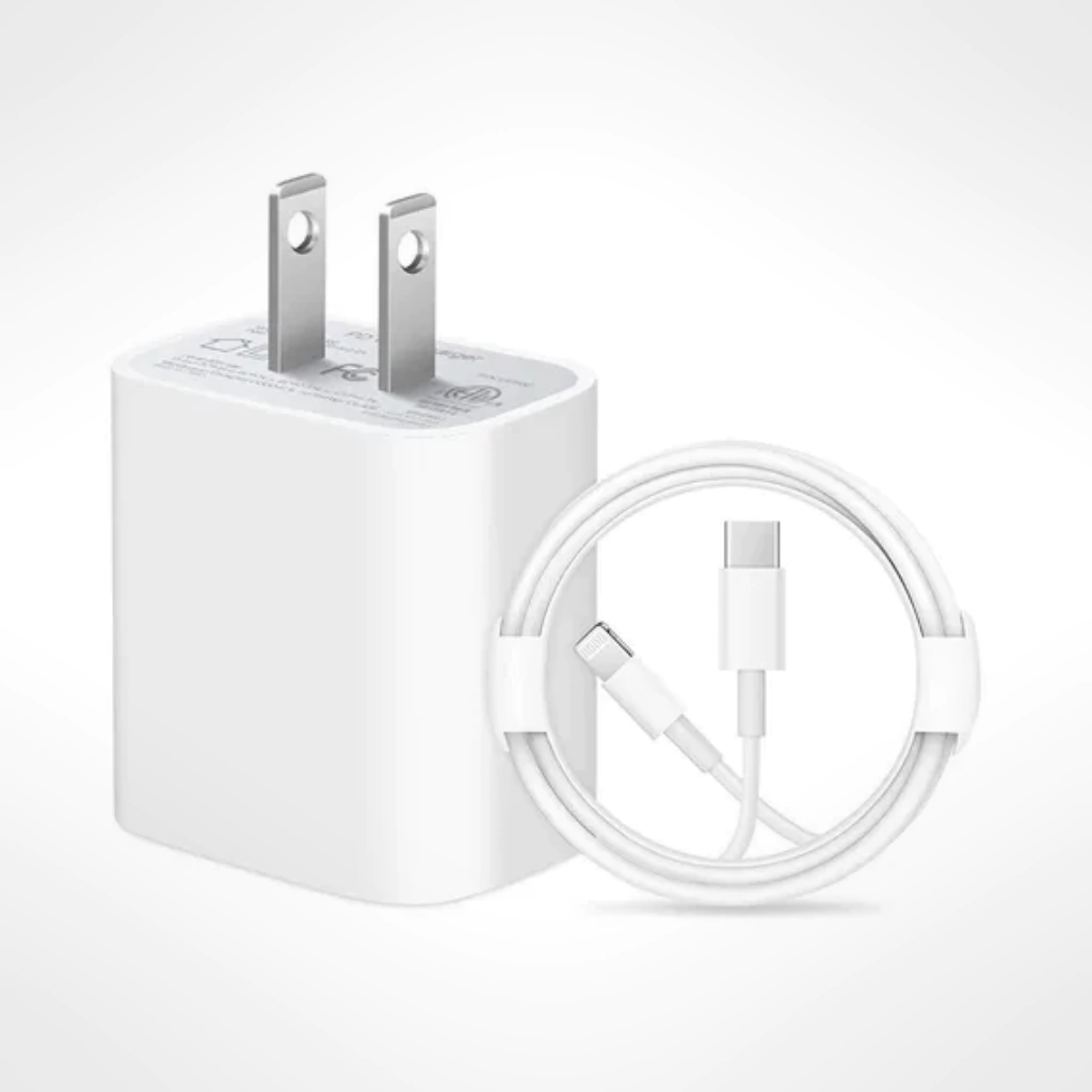 Combo Carga Rápida para iPhone: Fuente 20W USB-C + Cable USB-C a Lightning