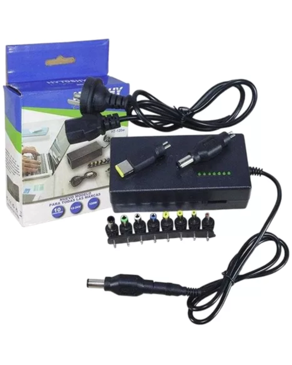 Cargador Universal Notebook Hytoshy 120W Alta Potencia + 10 Fichas