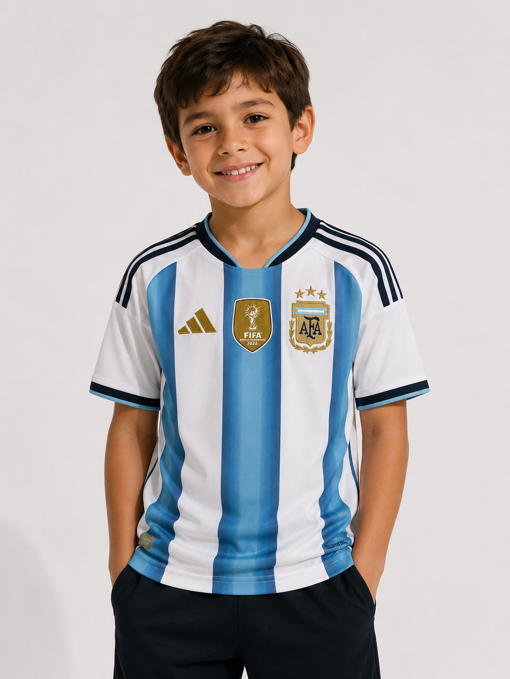 Camiseta Argentina Titular 3 Estrellas Niños Calidad Premium G5